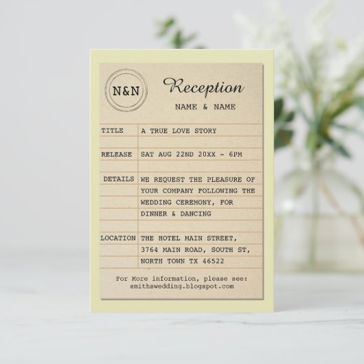 Invitation Réception de la bibliothèque Auteur Mariage Livres (Debout devant)