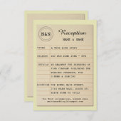 Invitation Réception de la bibliothèque Auteur Mariage Livres (Devant / Derrière)