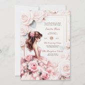 Invitation Réception de la cérémonie de la Quinceanera rose v (Devant)