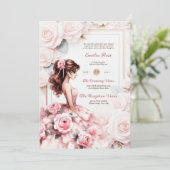 Invitation Réception de la cérémonie de la Quinceanera rose v (Debout devant)