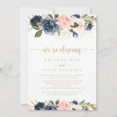 Invitation Réception de la Marine Blush Floral Gold Elopement (Devant)