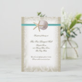Invitation Réception de la plage Burlap et Lace Aqua (Debout devant)