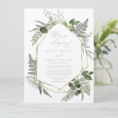 Invitation Réception de l'Elopement Géométrique Gold Green Fo (Debout devant)