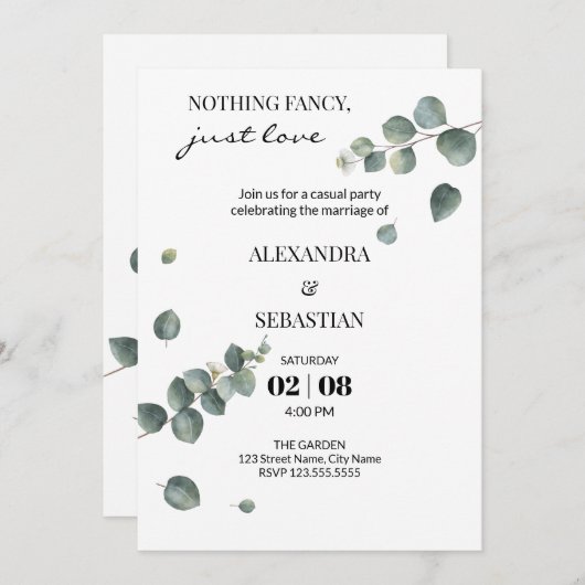 Invitation Réception de mariage (Devant / Derrière)