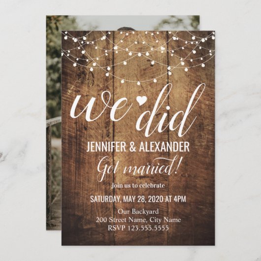 Invitation Réception de mariage (Devant / Derrière)