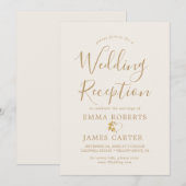 Invitation Réception de mariage à calligraphie dorée délicate (Devant / Derrière)