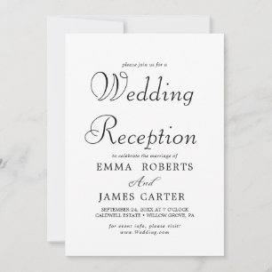 Invitation Réception de mariage à calligraphie noire délicate