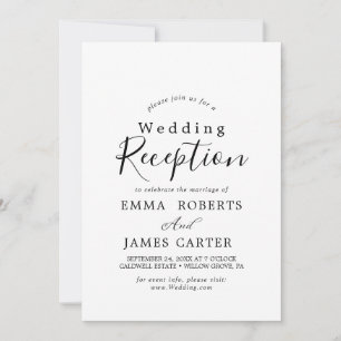 Invitation Réception de mariage à calligraphie noire délicate