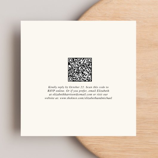 Invitation Réception de mariage à code QR chic Script