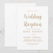 Invitation Réception de mariage à la calligraphie dorée délic (Devant / Derrière)