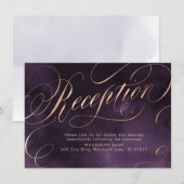 Invitation Réception de mariage à la calligraphie or violet l (Devant / Derrière)