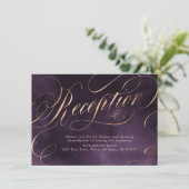 Invitation Réception de mariage à la calligraphie or violet l (Debout devant)