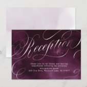 Invitation Réception de mariage à la calligraphie prune mélan (Devant / Derrière)