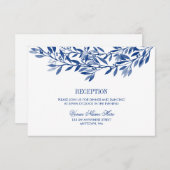 Invitation Réception de mariage à la couronne de laurier aqua (Devant / Derrière)