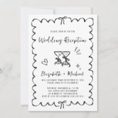 Invitation Réception de mariage à la main en noir et blanc ca (Devant)