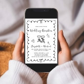 Invitation Réception de mariage à la main en noir et blanc ca