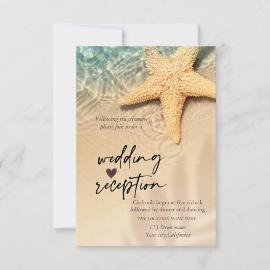 Invitation Réception de mariage à la plage de coquillages (Devant)