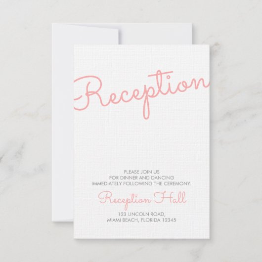 Invitation Réception de mariage à la typographie moderne rose (Devant)