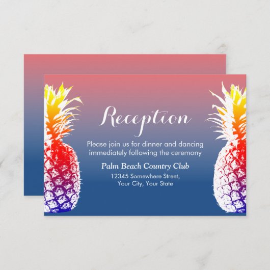 Invitation Réception de mariage à l'ananas hawaïen (Devant / Derrière)