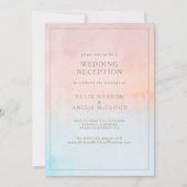 Invitation Réception de mariage à l'aquarelle au coucher du s (Devant)