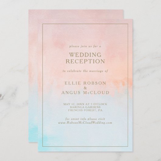 Invitation Réception de mariage à l'aquarelle au coucher du s (Devant / Derrière)