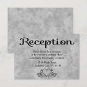 Invitation Réception de mariage à l'aquarelle cœurs noir et g (Devant / Derrière)