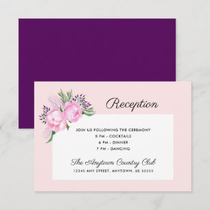 Invitation Réception de mariage à l'aquarelle de pivoines ros