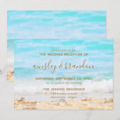 Invitation Réception de mariage à l'aquarelle de plage (Devant / Derrière)