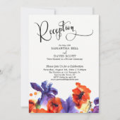 Invitation Réception de mariage à l'aquarelle florale rouge p (Devant)