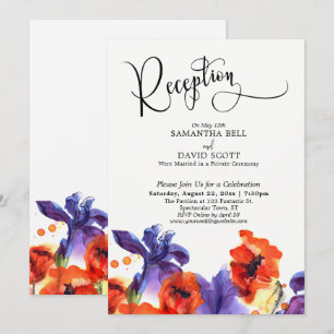 Invitation Réception de mariage à l'aquarelle florale rouge p