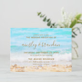 Invitation Réception de mariage à l'aquarelle sur la plage (Debout devant)