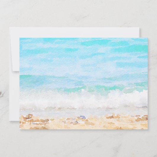 Invitation Réception de mariage à l'aquarelle sur la plage (Dos)