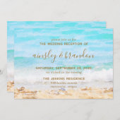 Invitation Réception de mariage à l'aquarelle sur la plage (Devant / Derrière)