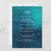 Invitation Réception de mariage à l'aquarelle sur l'océan som (Devant)