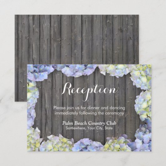 Invitation Réception de mariage à l'hydrangea en bois de gran (Devant / Derrière)