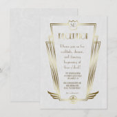 Invitation Réception de mariage à monogramme Art Déco Royal G (Devant / Derrière)