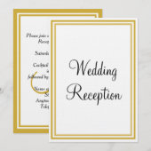 Invitation Réception de mariage à monogramme blanc or (Devant / Derrière)
