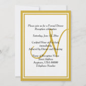 Invitation Réception de mariage à monogramme blanc or (Dos)
