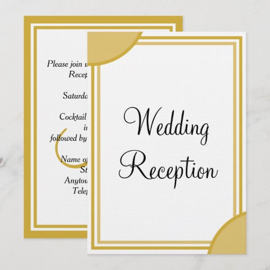 Invitation Réception de mariage à monogramme doré blanc (Devant / Derrière)