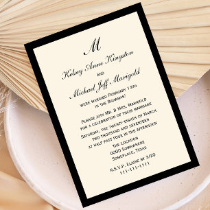 Invitation Réception de mariage abordable pas chère crème