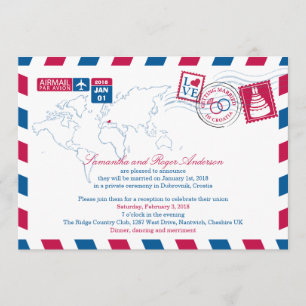 Invitation Réception de mariage après-cérémonie Air Mail Croa