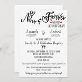 Invitation Réception de mariage après fugue nuptiale et soiré (Devant / Derrière)
