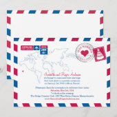 Invitation Réception de mariage après Hawaii par courrier aér (Devant / Derrière)