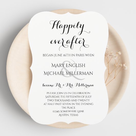Invitation Réception de mariage après heureux pour toujours