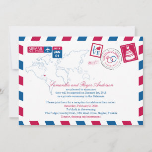 Invitation Réception de mariage après les Bahamas par avion