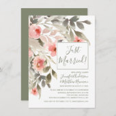 Invitation Réception de mariage aquarelle rose blush après-ma (Devant / Derrière)