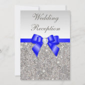 Invitation Réception de mariage argentée de bleu royal de (Devant)