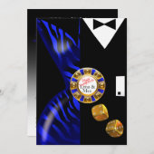 Invitation Réception de mariage Art Déco à Las Vegas | cobalt (Devant / Derrière)