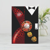 Invitation Réception de mariage Art déco à Las Vegas | rouge (Debout devant)