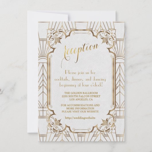 Invitation Réception de mariage Art Déco Gatsby le Magnifique (Devant)